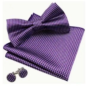 Festival Sale - Purple Checkered Bow Tie and Cufflinks Set